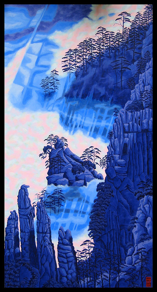 Sun's Rays Through Mist (after Wang Wusheng)  |  72" x 37"