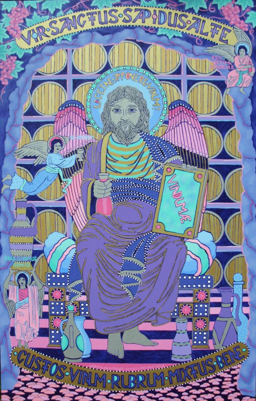 St. Deeply Delicious, Guardian Of Nicely Mixed Red Wine  |  58" x 36"