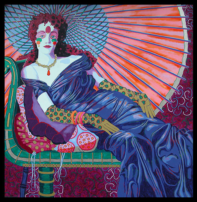 Woman with Japanese Umbrella "Genevieve"  |  48" x 48"